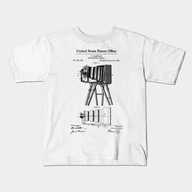 Photographic Camera Patent Black Kids T-Shirt by Luve